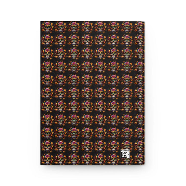 Hardcover Journal, Day of the Dead Dia de Los Muertos sugar skull floral Mexican tradion all over pattern design theme diary wrtiting book The Aurora Touch