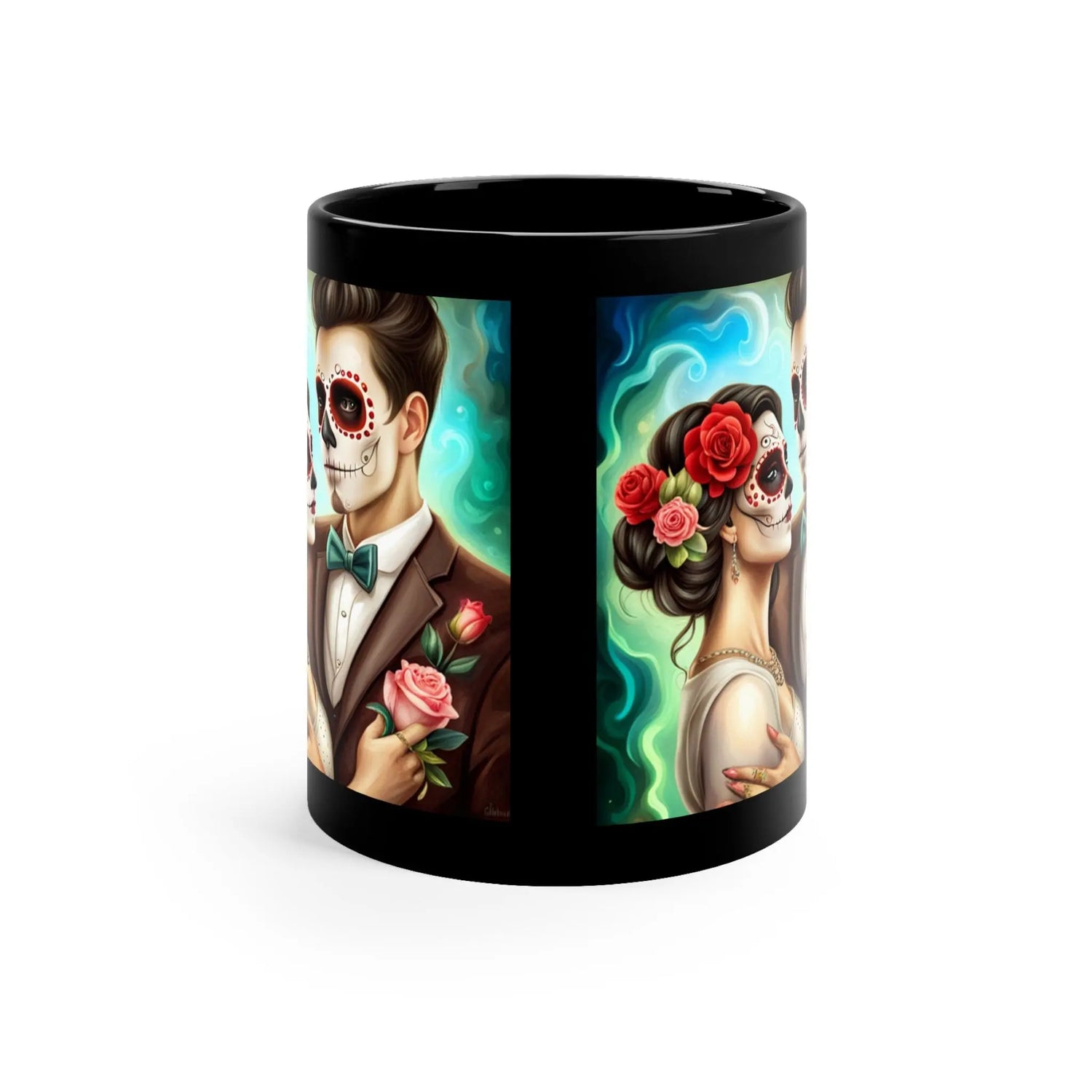 11oz Black Mug, Day of the dead, Bride and Groom, Halloween Mug, Black Novelty Mug, Wife Mug, Girlfriend Mug, Sexy Mug The Aurora Touch