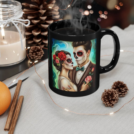 11oz Black Mug, Day of the dead, Bride and Groom, Halloween Mug, Black Novelty Mug, Wife Mug, Girlfriend Mug, Sexy Mug The Aurora Touch