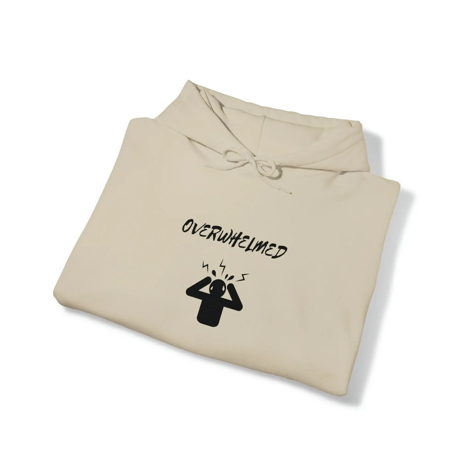 Overwhelmed Unisex Heavy Blend Hooded Sweatshirt, Humor fun casual cozy comfy lounge hoodie sweater casual him her wear great holiday gift