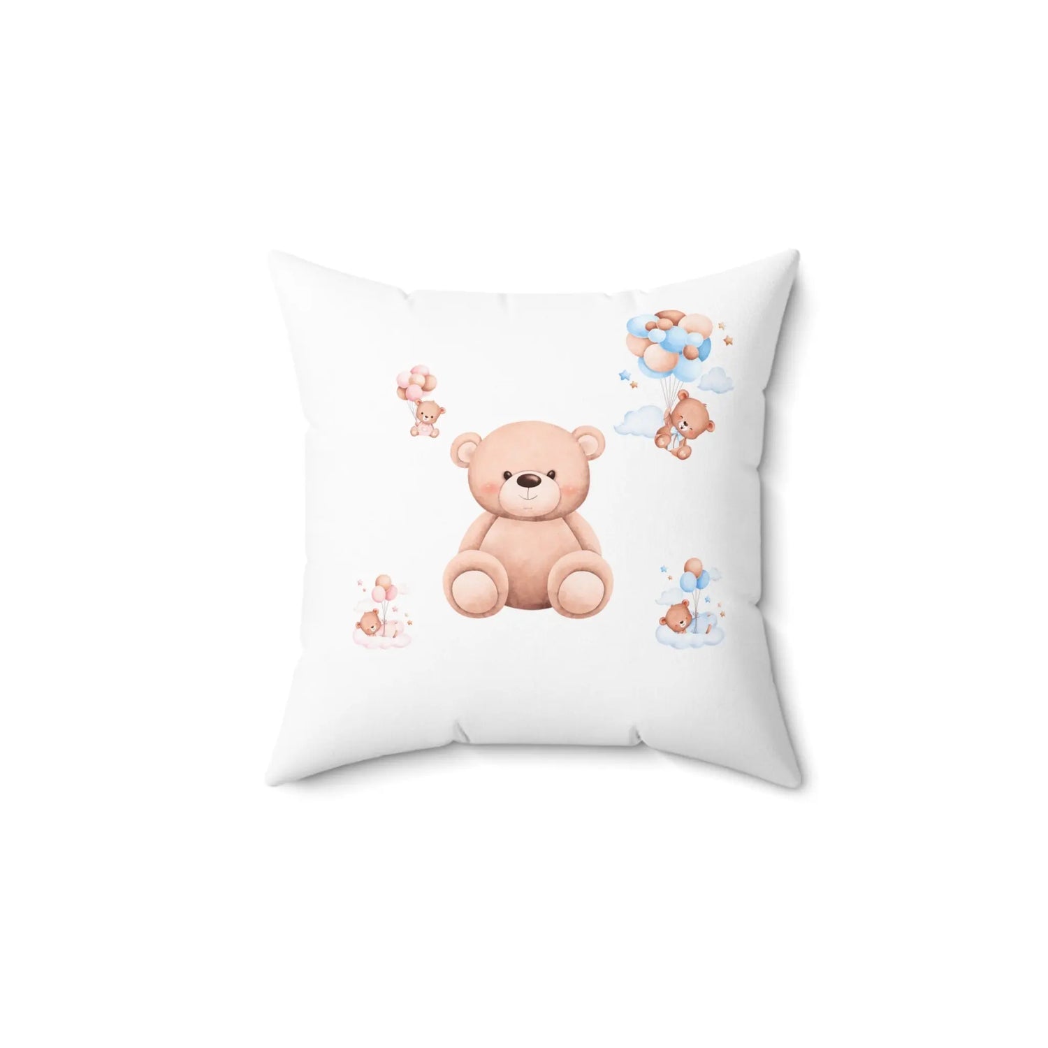 Faux Suede Square Pillow, Teddy Bear soft infant baby toddler cute child bed crib accent throw pillow The Aurora Touch