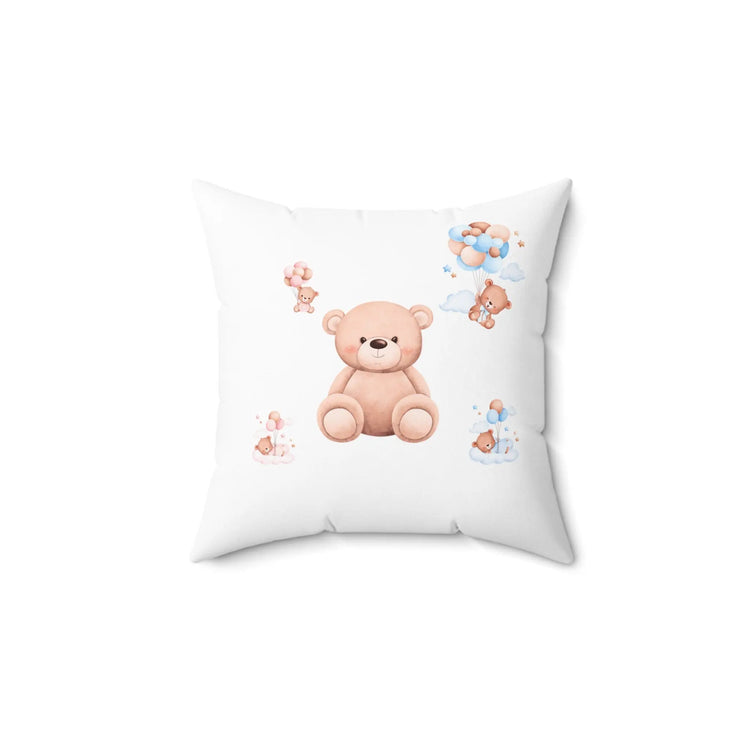 Faux Suede Square Pillow, Teddy Bear soft infant baby toddler cute child bed crib accent throw pillow The Aurora Touch