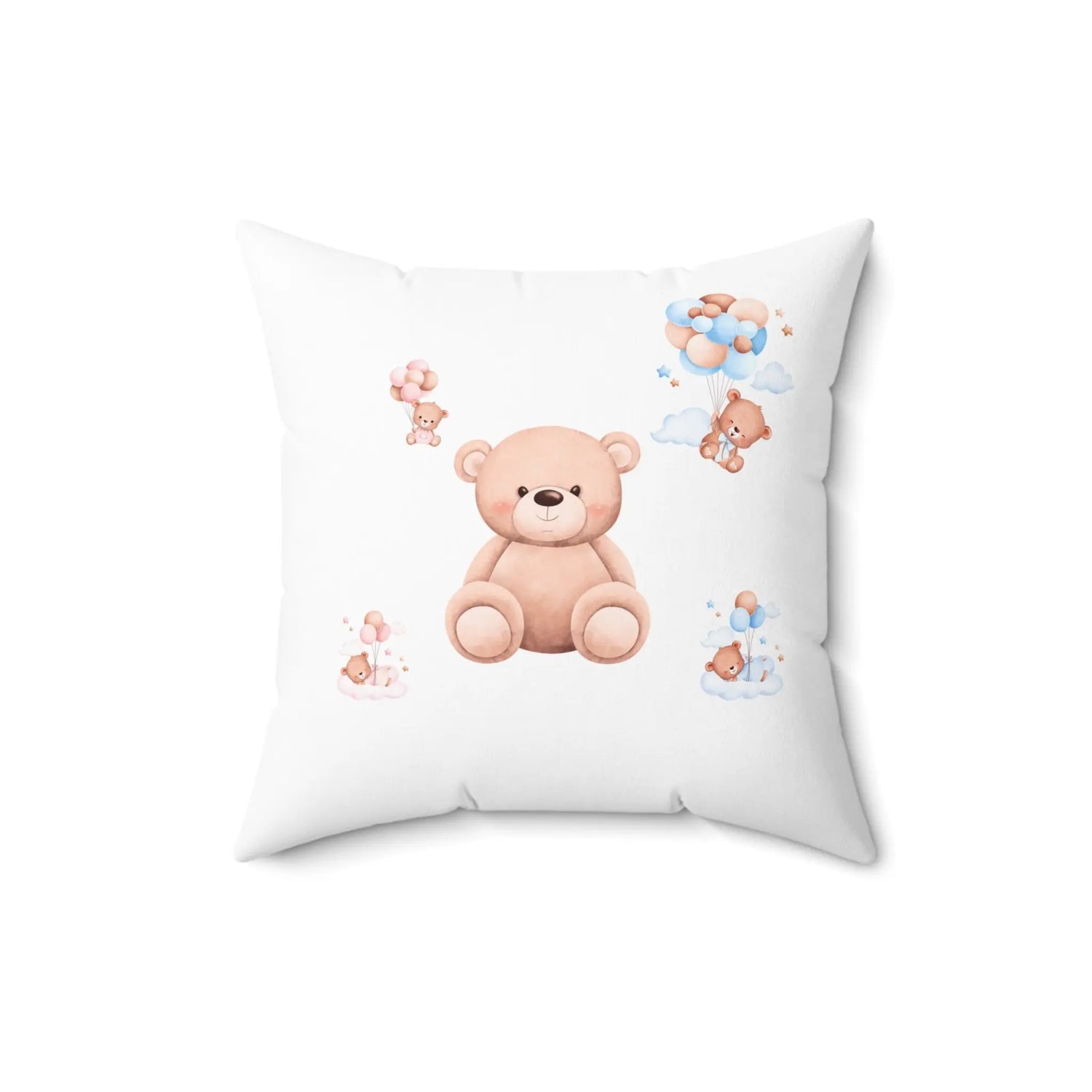 Faux Suede Square Pillow, Teddy Bear soft infant baby toddler cute child bed crib accent throw pillow