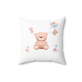Faux Suede Square Pillow, Teddy Bear soft infant baby toddler cute child bed crib accent throw pillow
