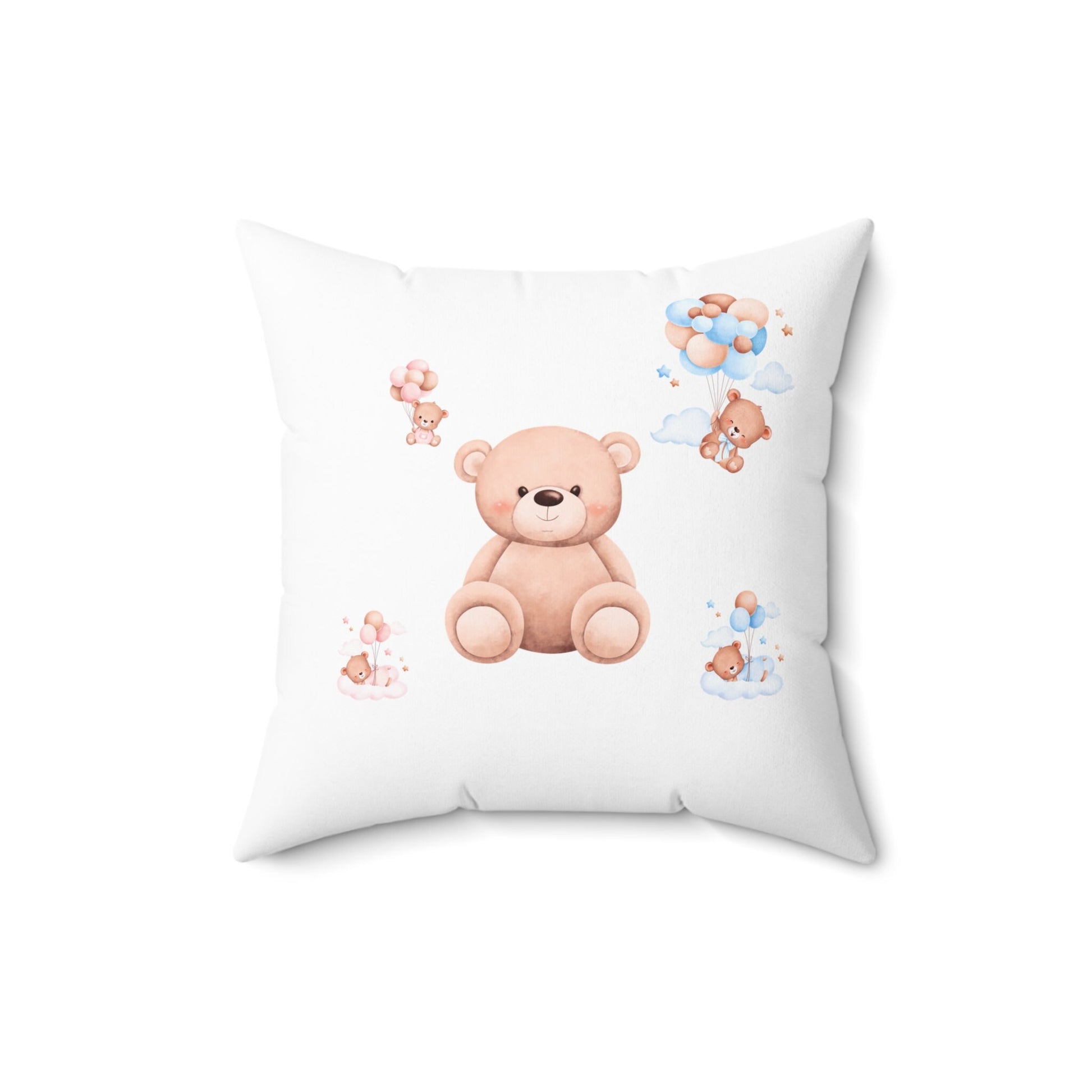 Faux Suede Square Pillow, Teddy Bear soft infant baby toddler cute child bed crib accent throw pillow