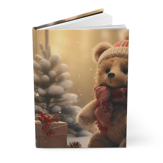 Hardcover Journal Matte, Teddy Bear Journal, Holiday Bear, Diary Book, Daily Journal, Christmas book, Holiday Gift The Aurora Touch