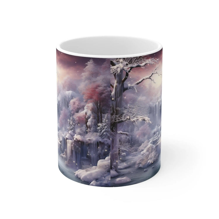 Ceramic Mug 11oz, Winter Cascade, Designer Mug, Colorful mug, Dreamy Mug, Xmas gift, Unique Mug, Mystic Art The Aurora Touch