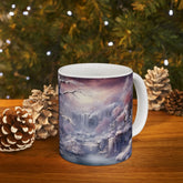 Ceramic Mug 11oz, Winter Cascade, Designer Mug, Colorful mug, Dreamy Mug, Xmas gift, Unique Mug, Mystic Art The Aurora Touch