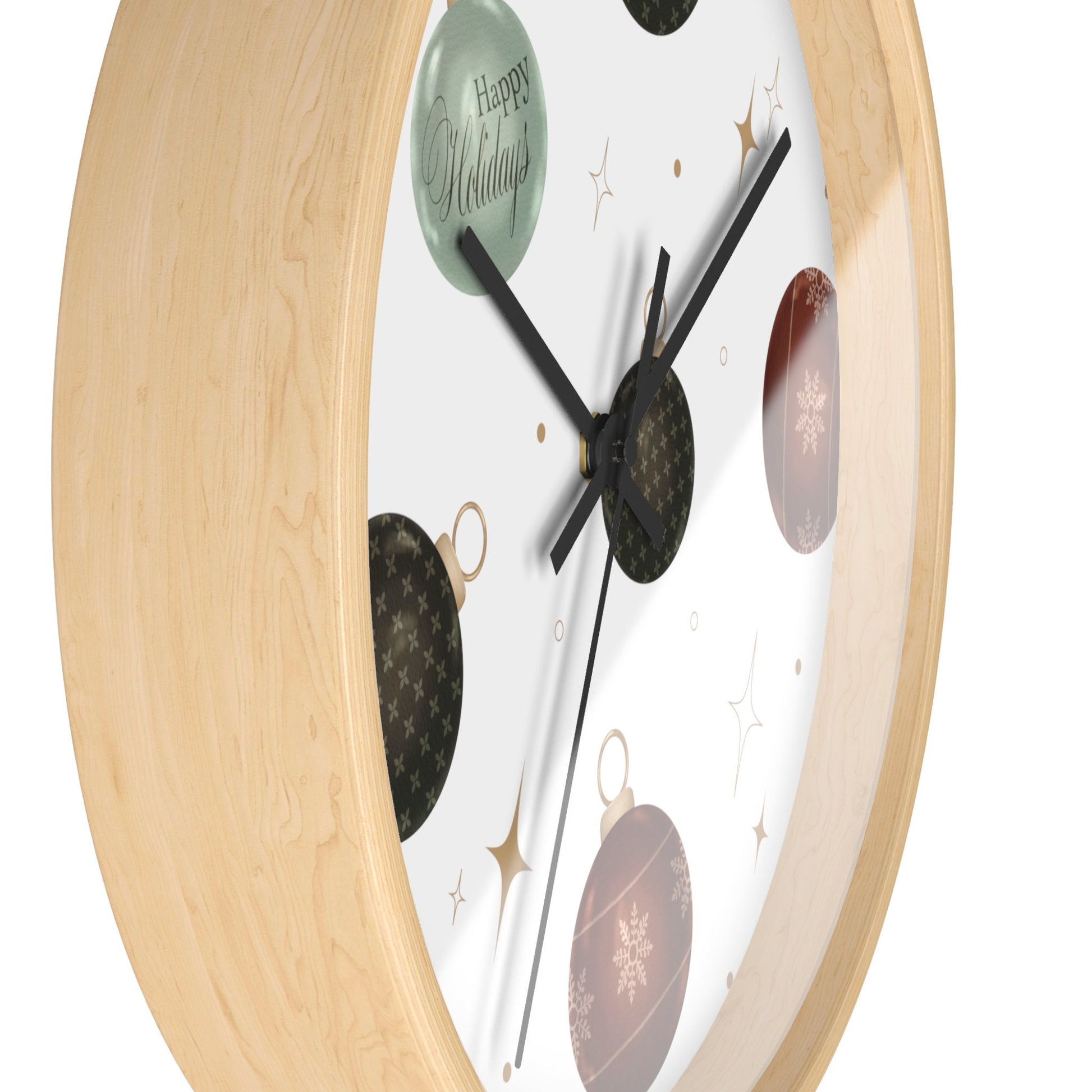 Wall Clock, Xmas color ornament wall art home office den casual room designer clock holiday family business gift