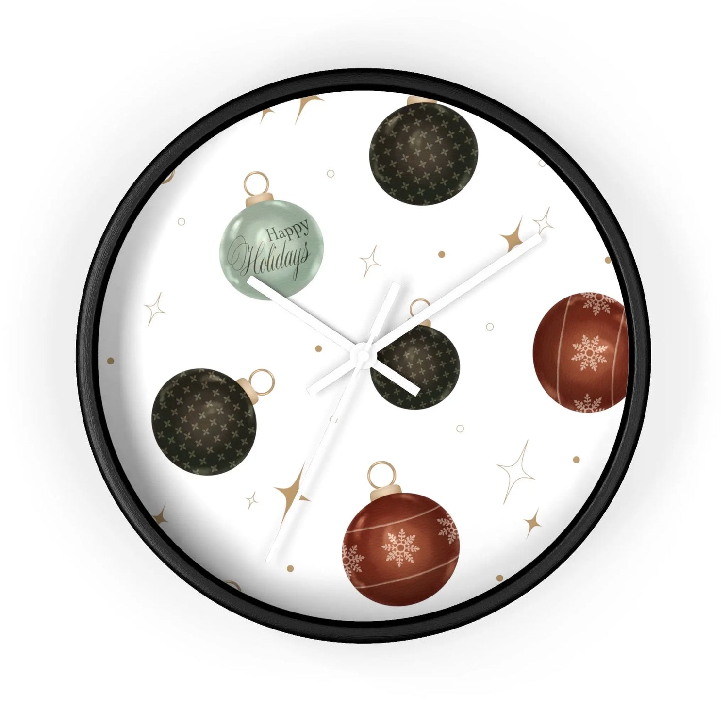 Wall Clock, Xmas color ornament wall art home office den casual room designer clock holiday family business gift