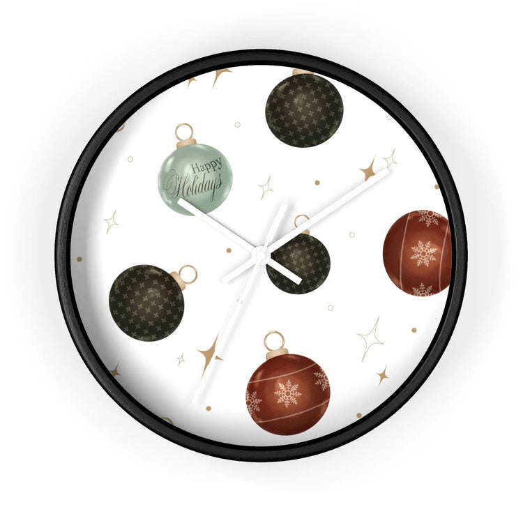Wall Clock, Xmas color ornament wall art home office den casual room designer clock holiday family business gift
