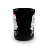 15oz Black Mug - Christmas Holiday Cat with Santa Hat - Perfect Gift for Cat Lovers The Aurora Touch
