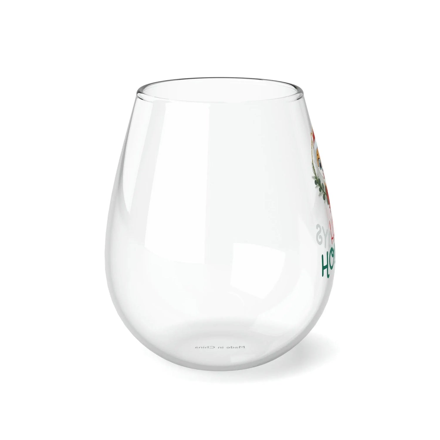 Stemless Wine Glass, 11.75oz. Happy Holidays Wine glass, Xmas wine glass, Holiday gift, Best gift, Dinner gift, Gift for her The Aurora Touch