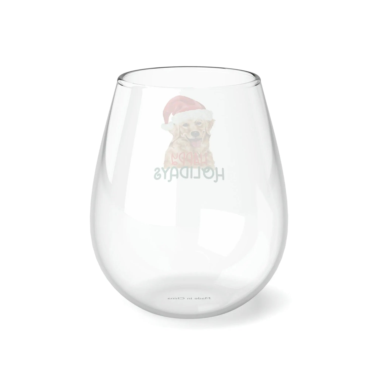 Golden Retriever Stemless Wine Glass - 11.75 oz Holiday Red Wine Glass - Perfect Christmas Gift for Dog Lovers! The Aurora Touch