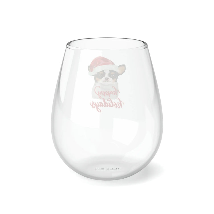 Stemless Wine Glass, 11.75oz, pet chihuahua design, party Wine glass, Novelty wine glass, Xmas glassware, Holiday gift, Female gift The Aurora Touch