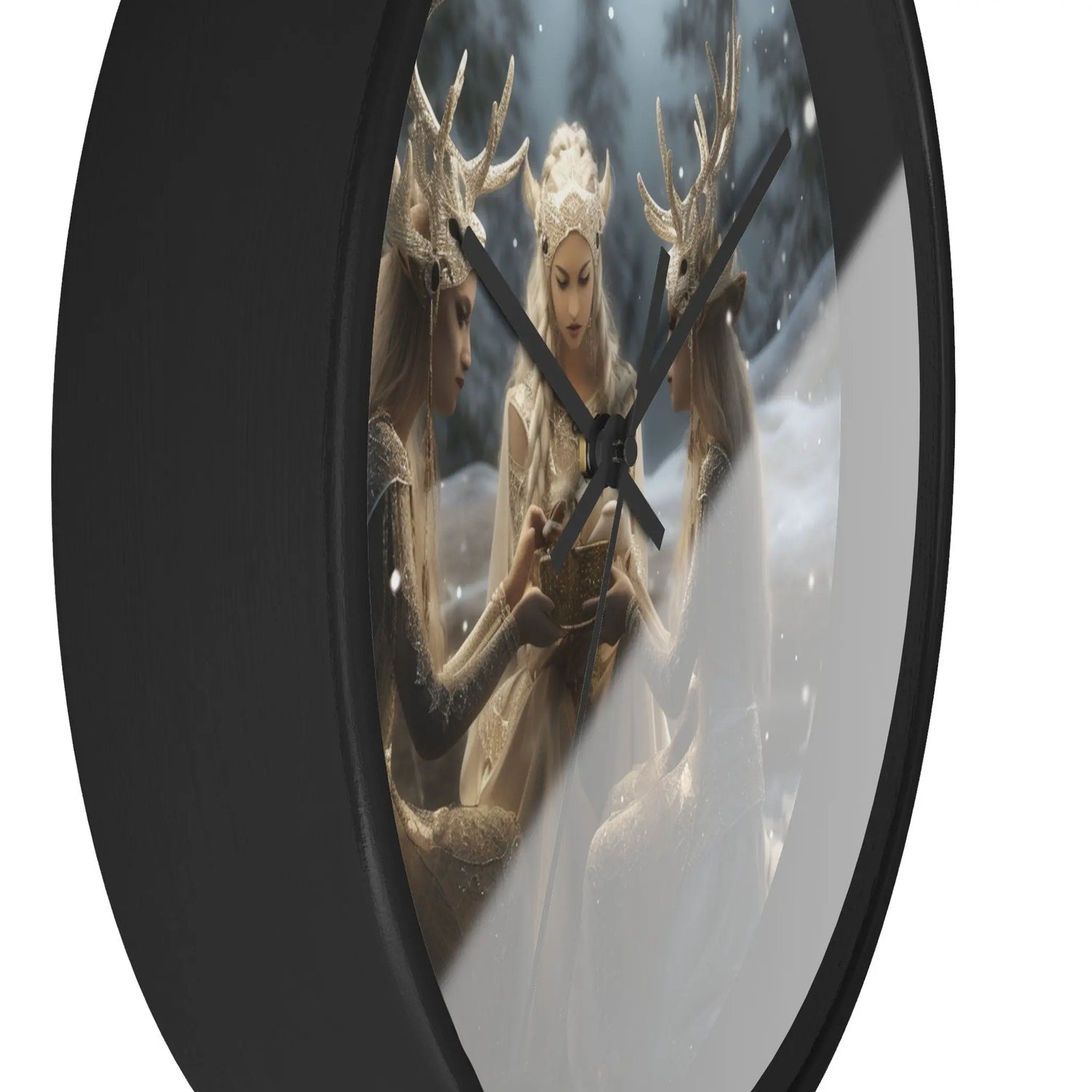 Wall Clock, Designer Holiday mystical white Xmas home office bedroom wall personal Christmas gift
