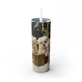 Holiday Tumbler with Straw, 20 oz, maltese puppy,Designer tumbler, xmas gift, novelty gift, teachers gift, office gift, personalized gift The Aurora Touch