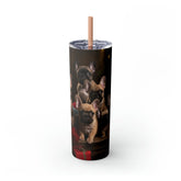 Xmas Holiday Tumbler with Straw, 20oz, Frenchies, Puppy lover cup, Xmas gift, Travel cup, Holiday gifts, Puppy portrait, gift for assistant The Aurora Touch