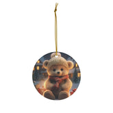 Adorable Round Ceramic Christmas Teddy Bear Ornament - Perfect Holiday Keepsake The Aurora Touch
