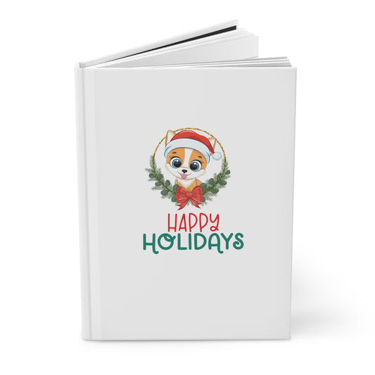 Hardcover Journal Matte, Daily Diary, Holiday Journal, Xmas Notebook, Adorable note journal, stocking stuffers, great xmas gift