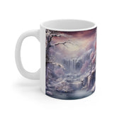 Ceramic Mug 11oz, Winter Cascade, Designer Mug, Colorful mug, Dreamy Mug, Xmas gift, Unique Mug, Mystic Art The Aurora Touch