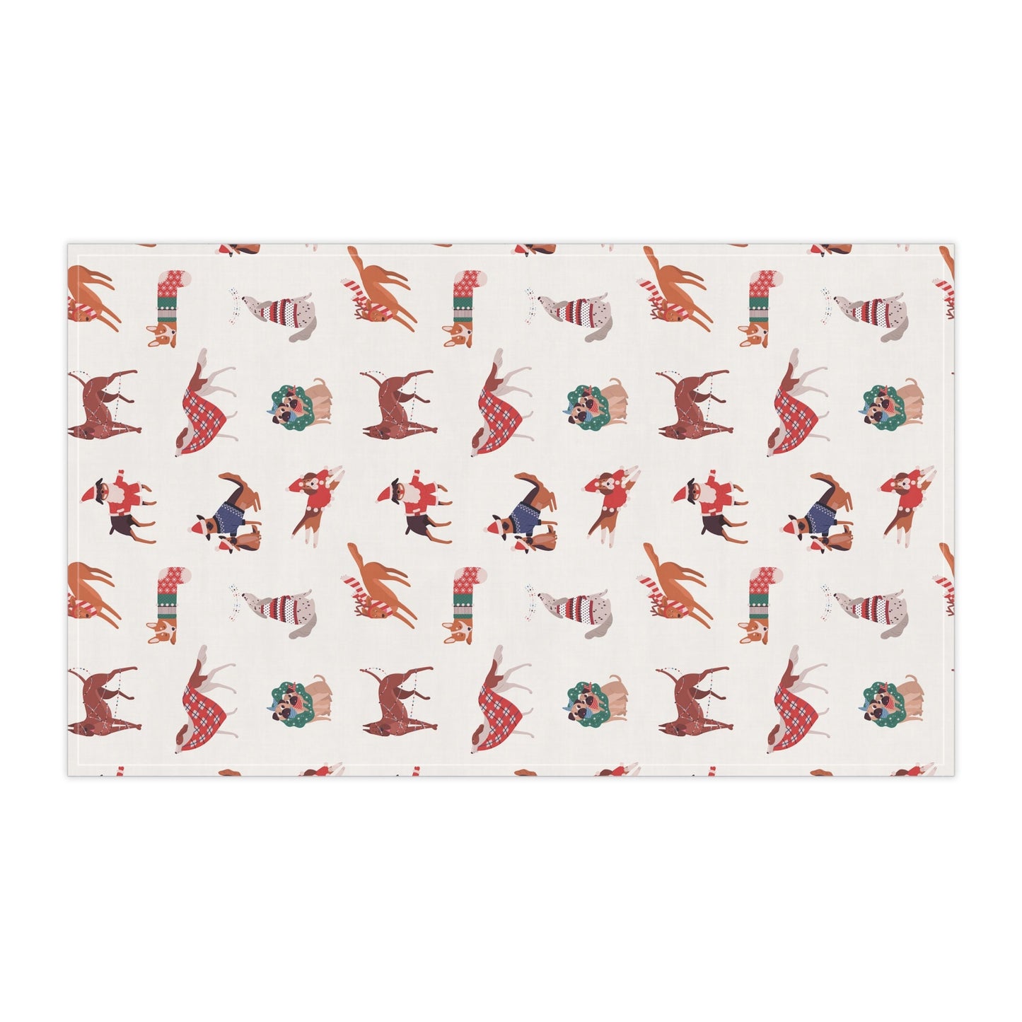 Holiday Kitchen Towel, Pet Lover Tea Towel, Room Decor, Cooking Towel, Xmas Gift - All Over Pattern Design