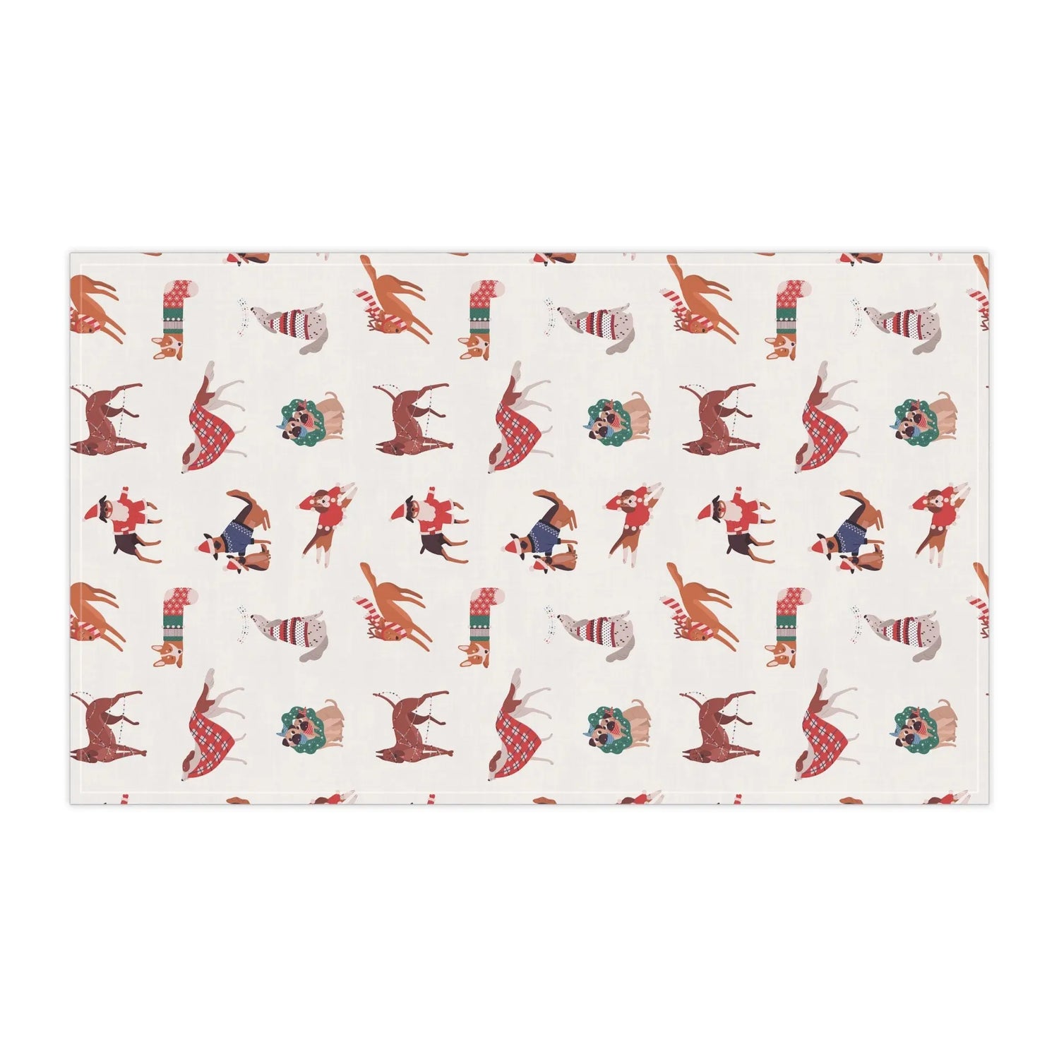 Holiday Kitchen Towel, Pet Lover Tea Towel, Room Decor, Cooking Towel, Xmas Gift - All Over Pattern Design The Aurora Touch