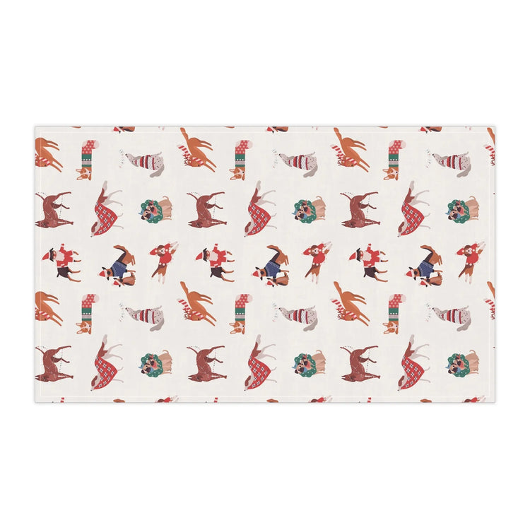 Holiday Kitchen Towel, Pet Lover Tea Towel, Room Decor, Cooking Towel, Xmas Gift - All Over Pattern Design The Aurora Touch