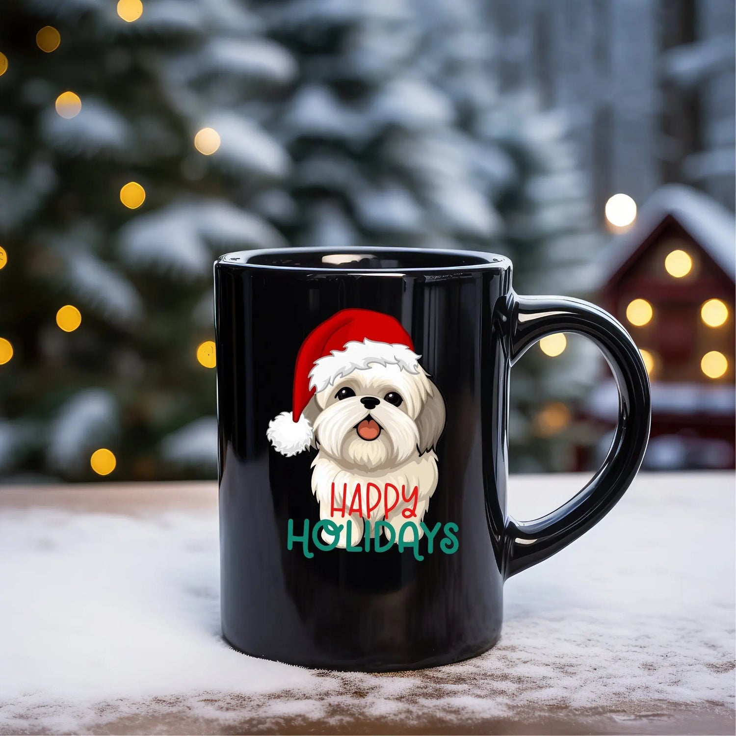 Black Mug, 15oz, ShitZu, Dog Lovers Mug, Holiday Mug, Tall Coffee Mug, Tea mug, Novelty Mug, Ceramic Mug, Xmas gift The Aurora Touch