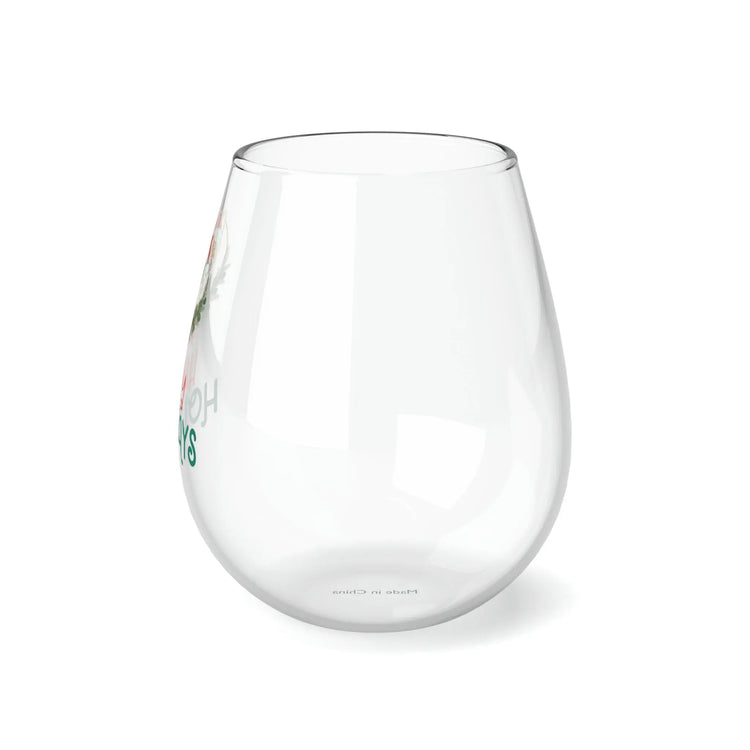 Stemless Wine Glass, 11.75oz. Happy Holidays Wine glass, Xmas wine glass, Holiday gift, Best gift, Dinner gift, Gift for her The Aurora Touch