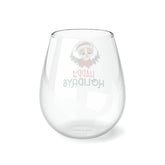 Stemless Wine Glass, 11.75oz. Happy Holidays Wine glass, Xmas wine glass, Holiday gift, Best gift, Dinner gift, Gift for her The Aurora Touch