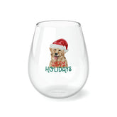 Golden Retriever Stemless Wine Glass - 11.75 oz Holiday Red Wine Glass - Perfect Christmas Gift for Dog Lovers! The Aurora Touch