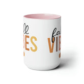 Two-Tone Coffee Mugs, 15oz, Fall vibes multi color two-tone beverage stylish classy minimilist common simple daily kitchen utility cup The Aurora Touch