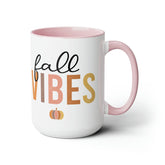 Two-Tone Coffee Mugs, 15oz, Fall vibes multi color two-tone beverage stylish classy minimilist common simple daily kitchen utility cup The Aurora Touch