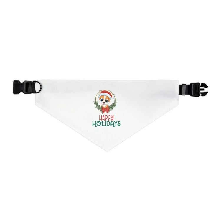 Pet Bandana Collar, Holiday fun festive Happy Holidays print dog owner gift Xmas scarf pet clothing wear The Aurora Touch
