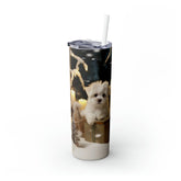 Holiday Tumbler with Straw, 20 oz, maltese puppy,Designer tumbler, xmas gift, novelty gift, teachers gift, office gift, personalized gift The Aurora Touch