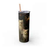 Xmas Tumbler with Straw, 20oz, Designer cup, Cat designs, Cat Lover, Xmas gift, Holiday decor, Water cup, Non-toxic The Aurora Touch