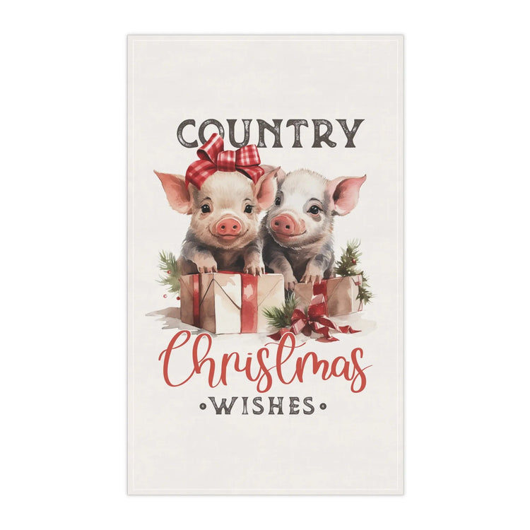 Country Xmas Kitchen Towel - Farm Style Art, Holiday Kitchen Decor, Gift for Chef, Cooking Towel, Small Xmas Gifts, Tea Towel The Aurora Touch