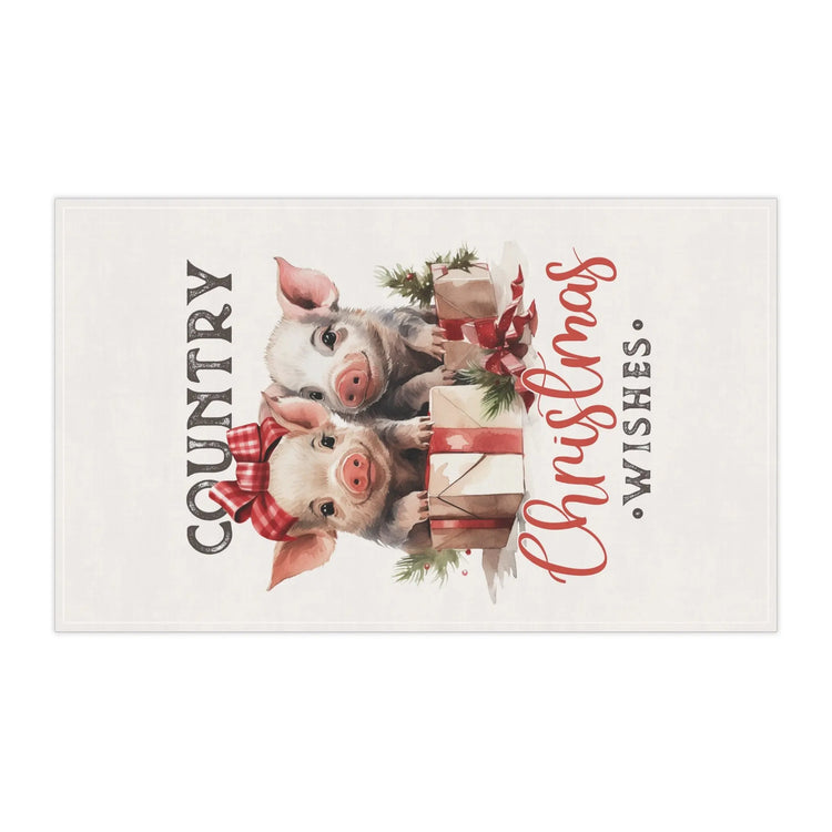 Country Xmas Kitchen Towel - Farm Style Art, Holiday Kitchen Decor, Gift for Chef, Cooking Towel, Small Xmas Gifts, Tea Towel The Aurora Touch