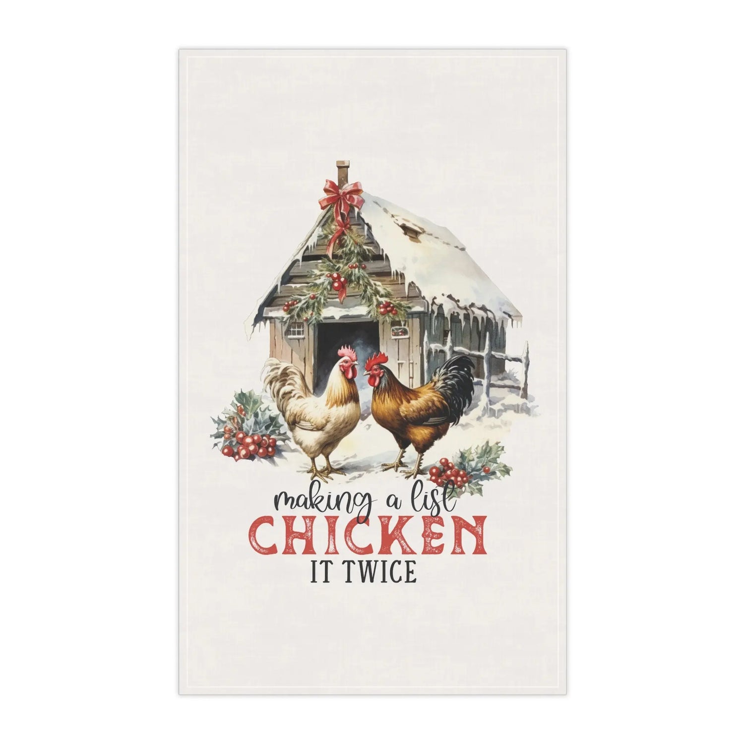 Farm Kitchen Towel, Tea Towels, Country Xmas Chicken Design, Xmas Novelty Items, Kitchen Decor, Holiday Sale, Animal Print, Cotton/Poly The Aurora Touch