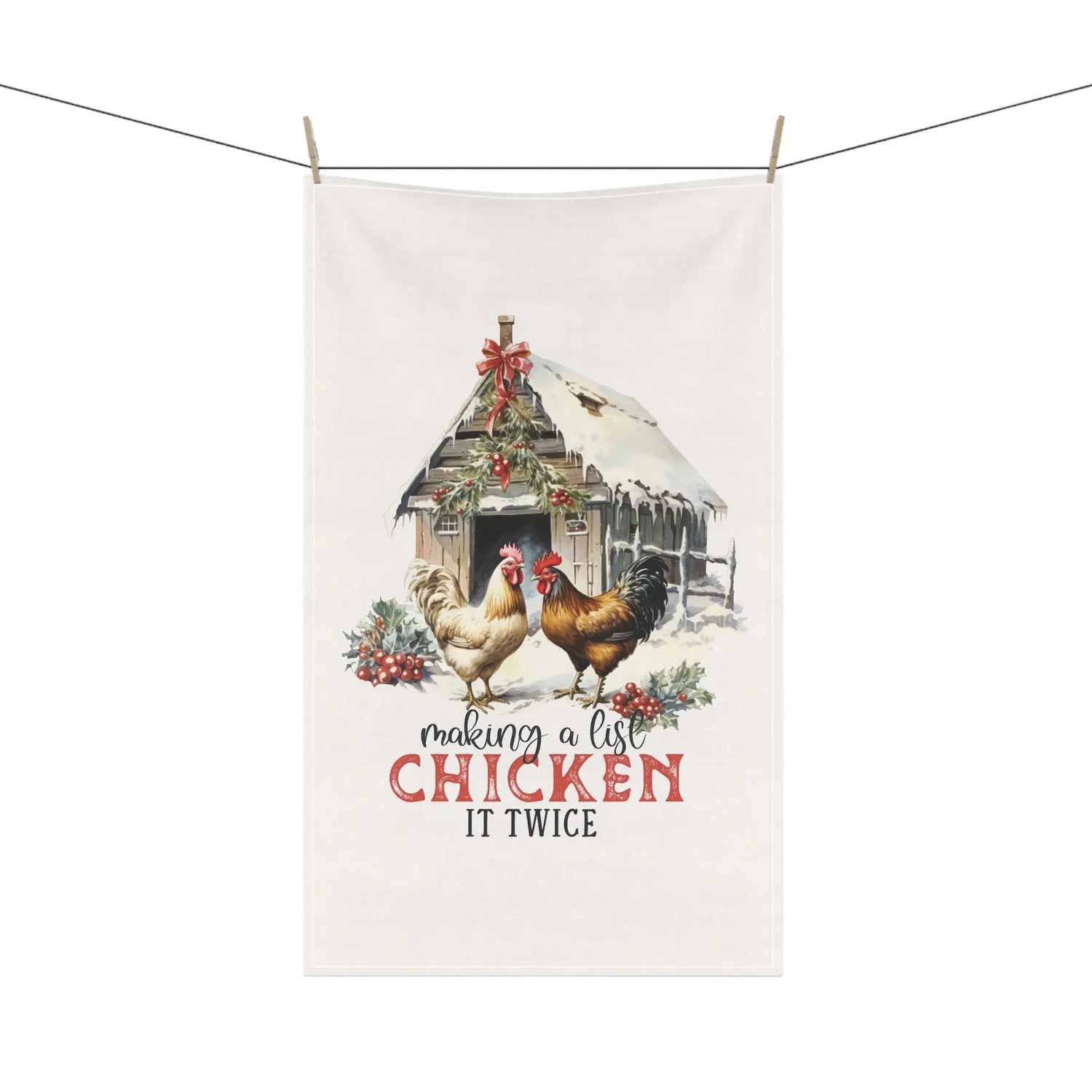 Farm Kitchen Towel, Tea Towels, Country Xmas Chicken Design, Xmas Novelty Items, Kitchen Decor, Holiday Sale, Animal Print, Cotton/Poly The Aurora Touch