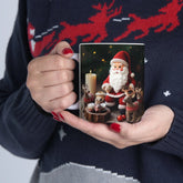 Ceramic Mug 11oz, Crochet Santa, Holiday mugs, Santa mug, Best Xmas mugs, Xmas gift, Teacher gift, Nurse gift The Aurora Touch