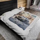 Velveteen Plush Blanket - Luxury Bentley Bedspread, Holiday Xmas Throws, Warm Fleece Blankets, Perfect Xmas Gift