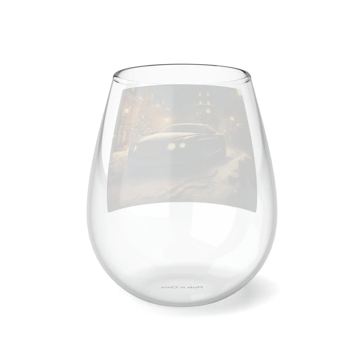 Stemless Wine Glass, 11.75oz, Black Car Portrait, Fancy Wine Glass, Designer drinking glass, Holiday Wine glass, Corporate gifts, Xmas gift The Aurora Touch