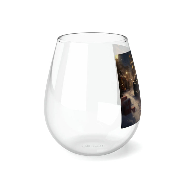 Stemless Wine Glass, 11.75oz, Black Car Portrait, Fancy Wine Glass, Designer drinking glass, Holiday Wine glass, Corporate gifts, Xmas gift The Aurora Touch