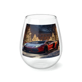 Stemless Wine Glass, 11.75oz, Luxury Car portrait, fancy wine glass, Holiday wine glass, Party Wine glass, Corporate gift, Fancy Xmas gift The Aurora Touch
