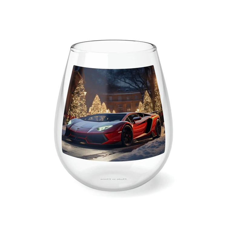 Stemless Wine Glass, 11.75oz, Luxury Car portrait, fancy wine glass, Holiday wine glass, Party Wine glass, Corporate gift, Fancy Xmas gift The Aurora Touch