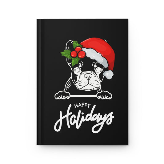 Hardcover Journal Matte, Frenchie dog, Holiday Notebook, Daily Journal, Appointment Book, thoughtful gift, small xmas gift, Student gift