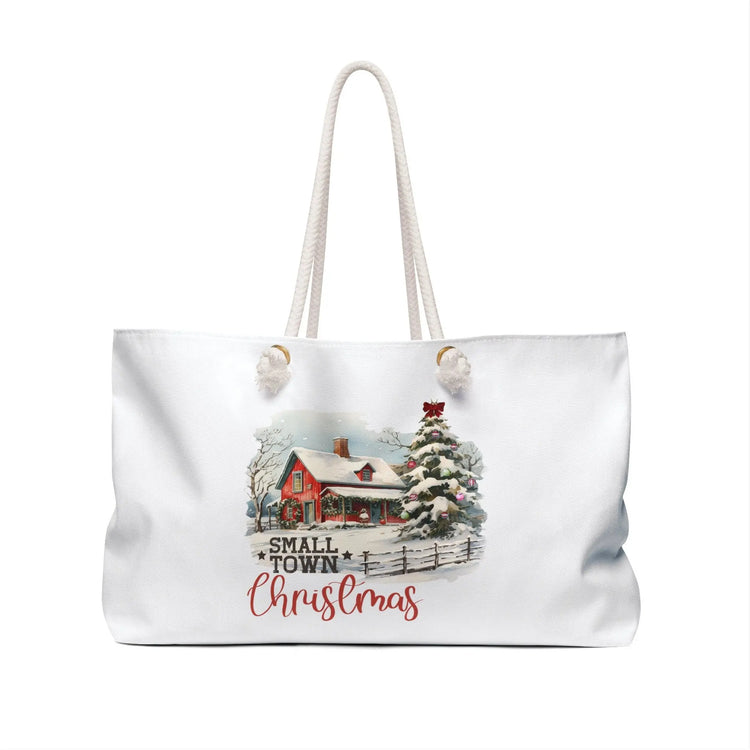 Country Xmas Weekender Bag, Holiday Tote Bag, Great Holiday Gift, Makeup Bag, Designer Bag, Holiday Art The Aurora Touch