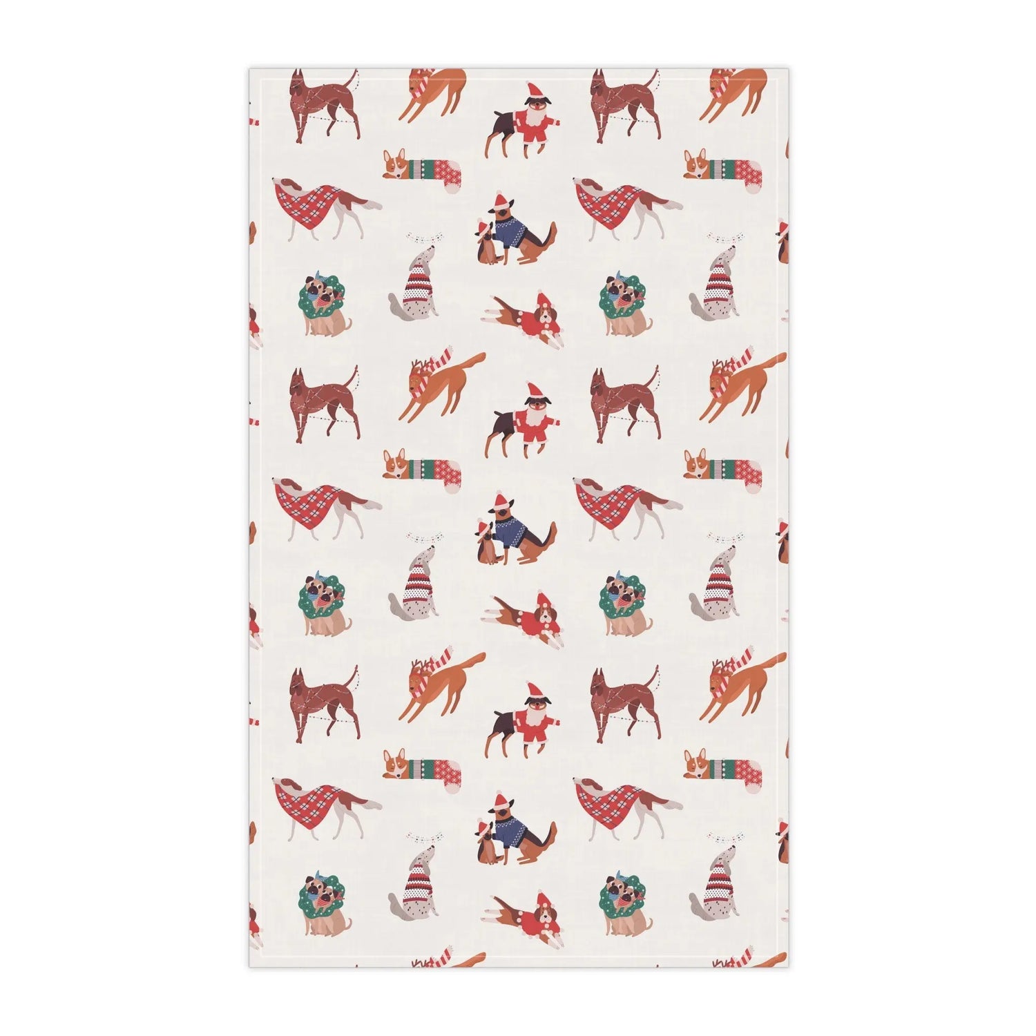 Holiday Kitchen Towel, Pet Lover Tea Towel, Room Decor, Cooking Towel, Xmas Gift - All Over Pattern Design The Aurora Touch